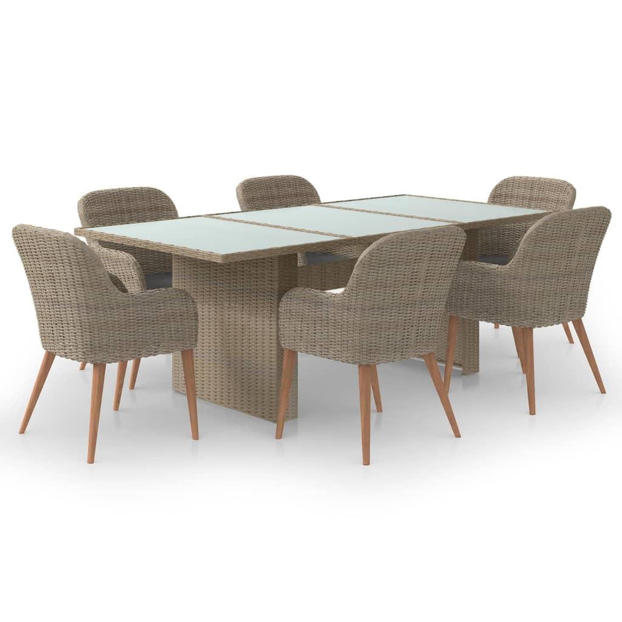 Voir la diapositive 2 : VIDAXL Ensemble a manger de jardin 7 pcs resine tressee marron