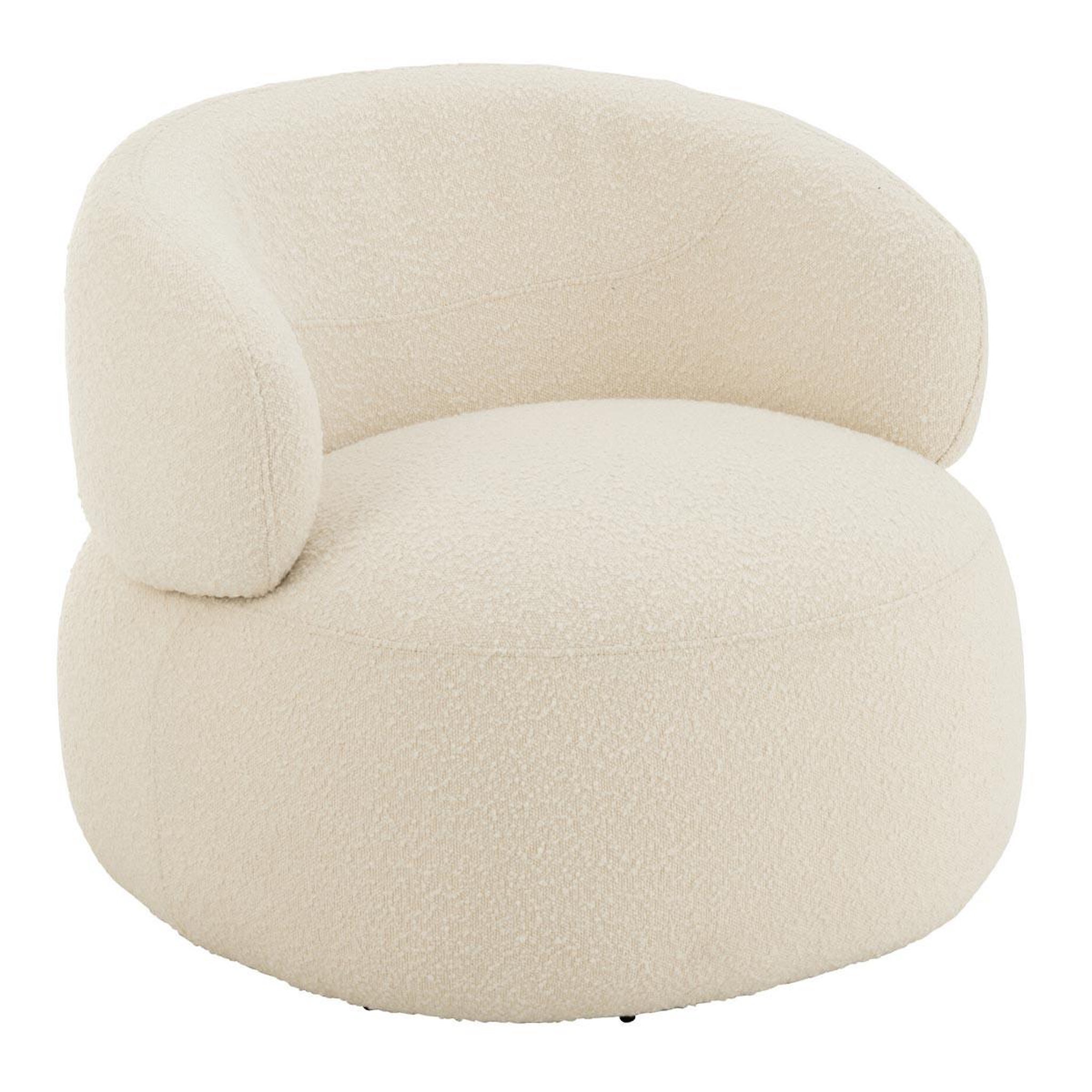 J-LINE Fauteuil Pivotant Rond  Cosy  85cm Écru