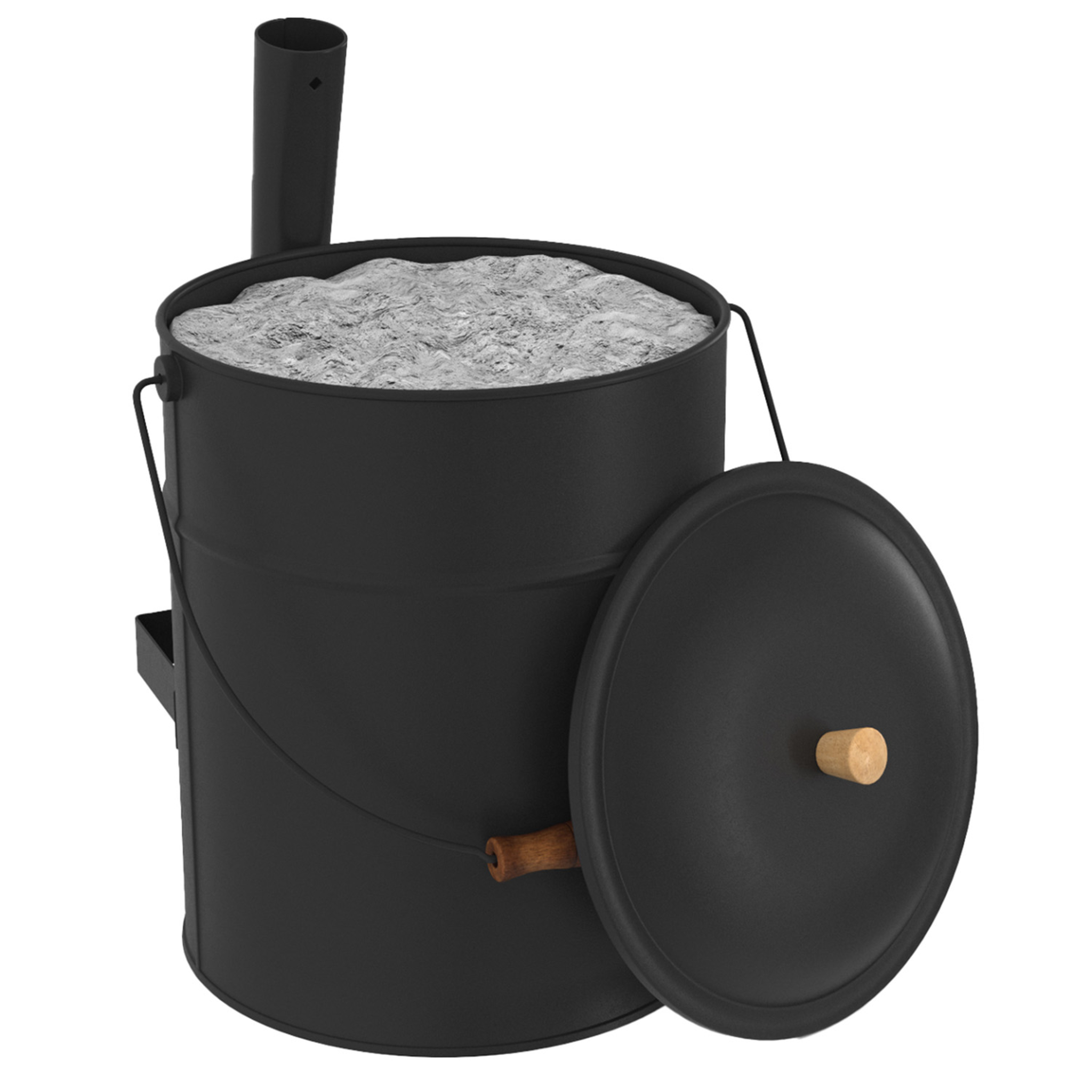 Voir la diapositive 4 : ID MARKET Seau à cendres 15 l avec pelle et couvercle