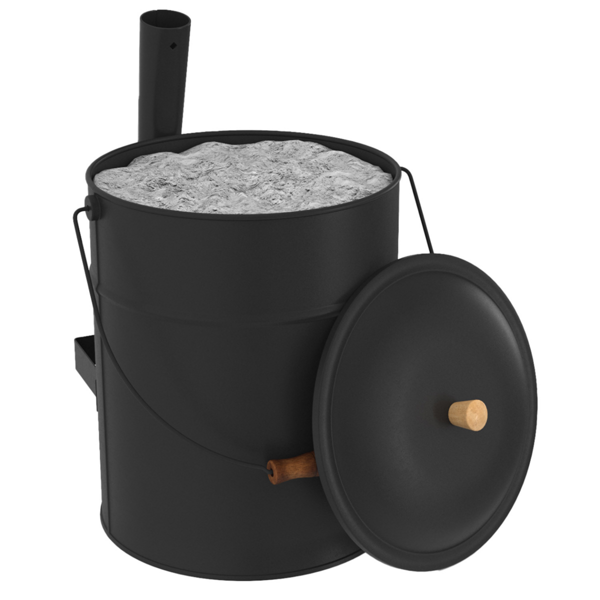 ID MARKET Seau à cendres 15 L avec pelle et couvercle