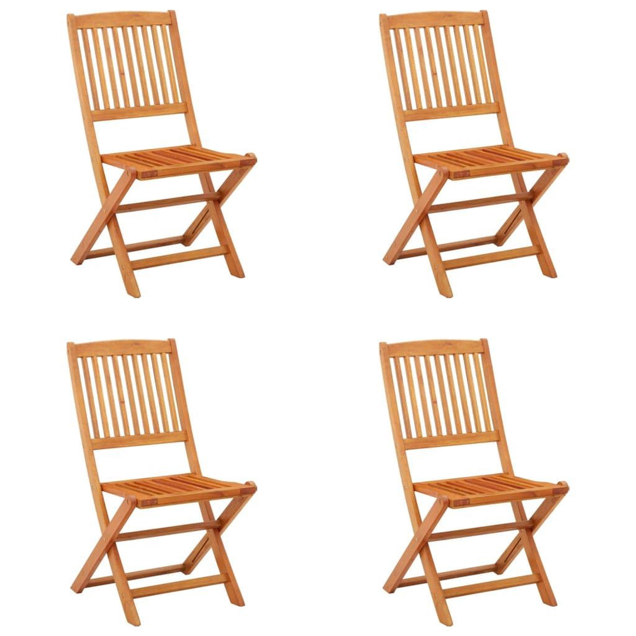 Voir la diapositive 1 : VIDAXL Chaises de jardin pliables lot de 4 Bois d'eucalyptus massif