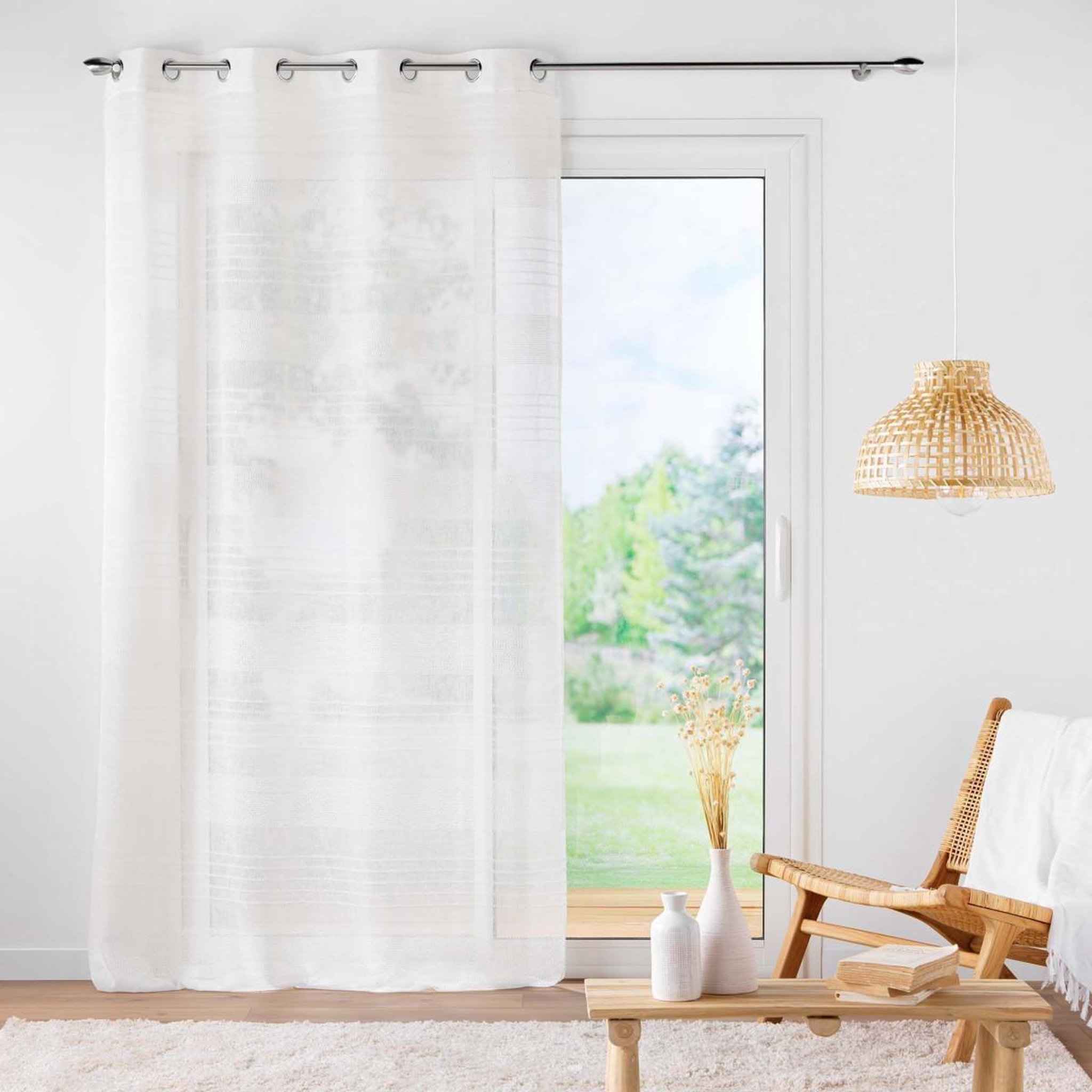 Voir la diapositive 5 : Douceur d'Intérieur Rideau voilage à œillets  janice  140x240cm blanc
