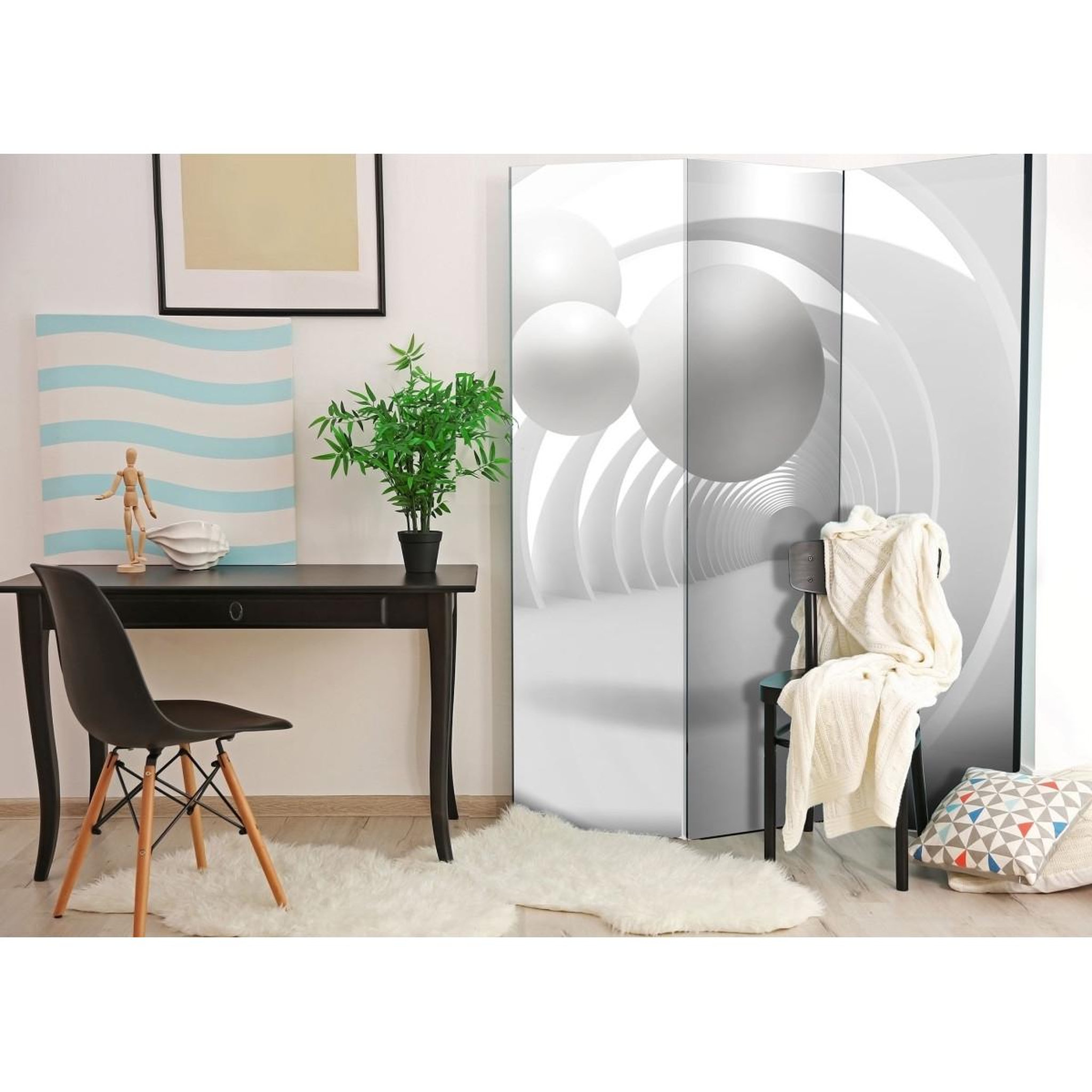 Voir la diapositive 2 : Paris Prix Paravent 3 volets  white tunnel  135x172cm