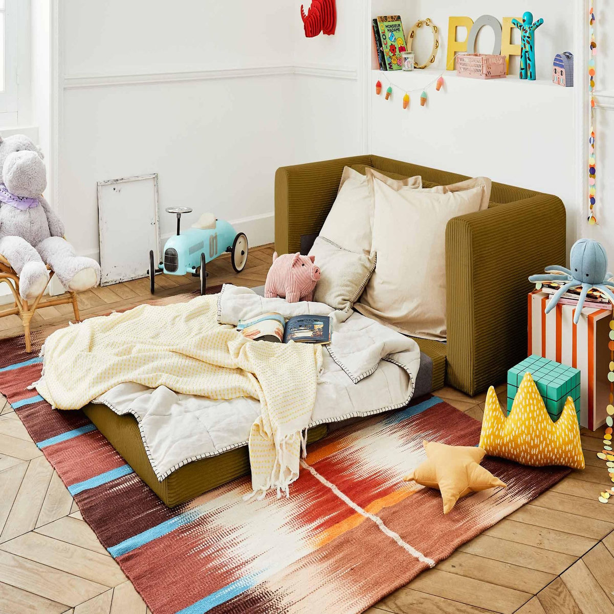 BEST MOBILIER Marilia - canapé 2 places - convertible déplimousse - en velours côtelé