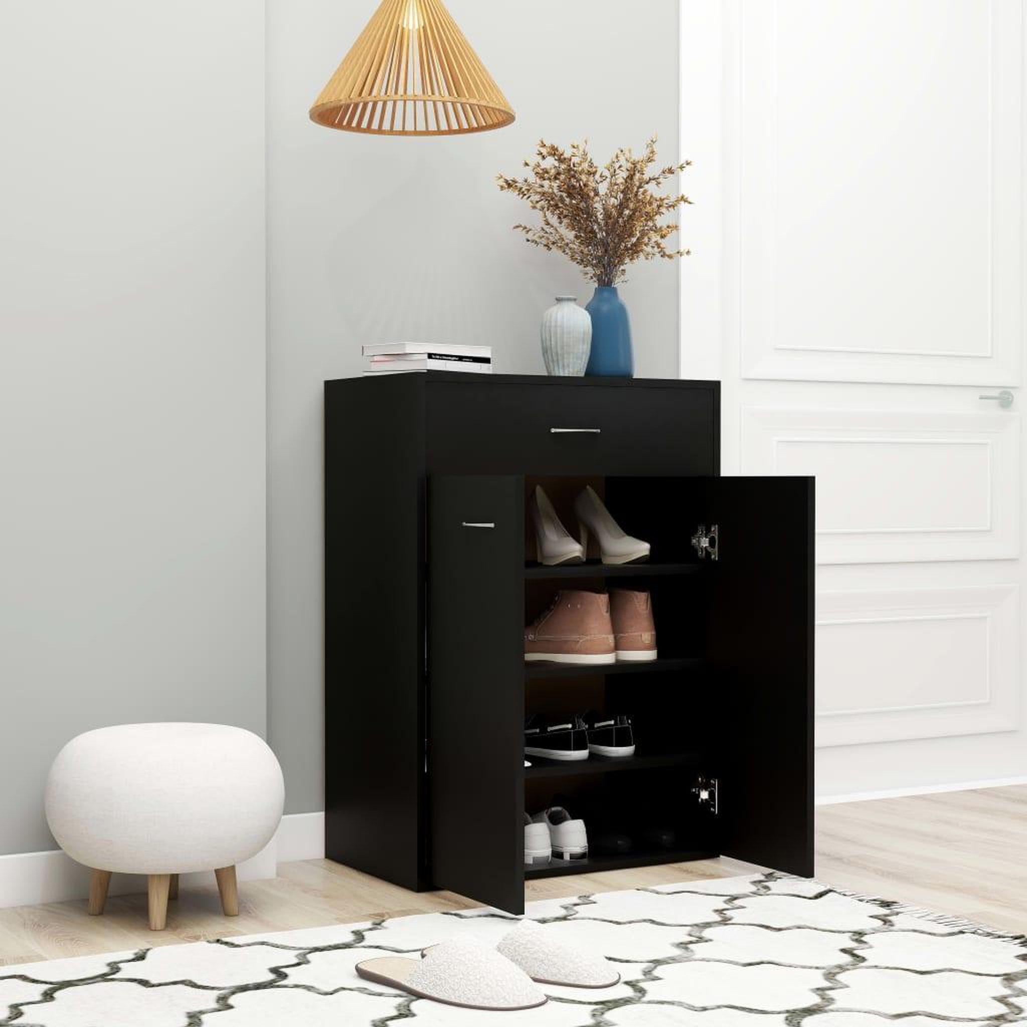 Voir la diapositive 4 : VIDAXL Armoire a chaussures Noir 60x35x84 cm Bois d'ingenierie