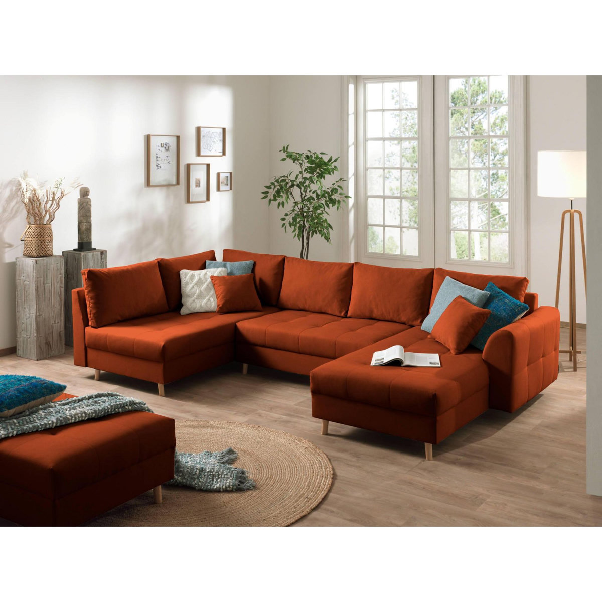 LISA DESIGN Rune - canapé panoramique avec pouf d'appoint - 7 places - style scandinave - gauche