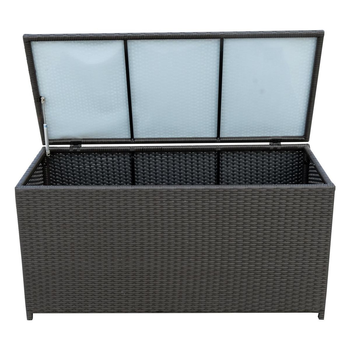 OUTSUNNY Coffre malle de rangement 118L x 54l x 59H cm résine tressée imitation rotin café foncé