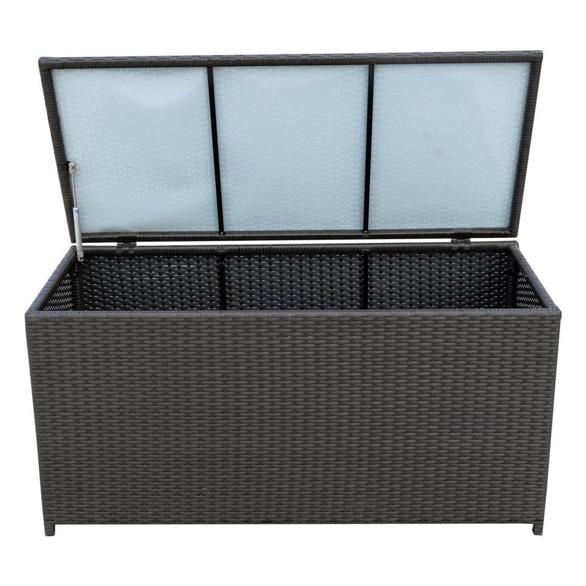 OUTSUNNY Coffre malle de rangement 118L x 54l x 59H cm résine tressée imitation rotin café foncé