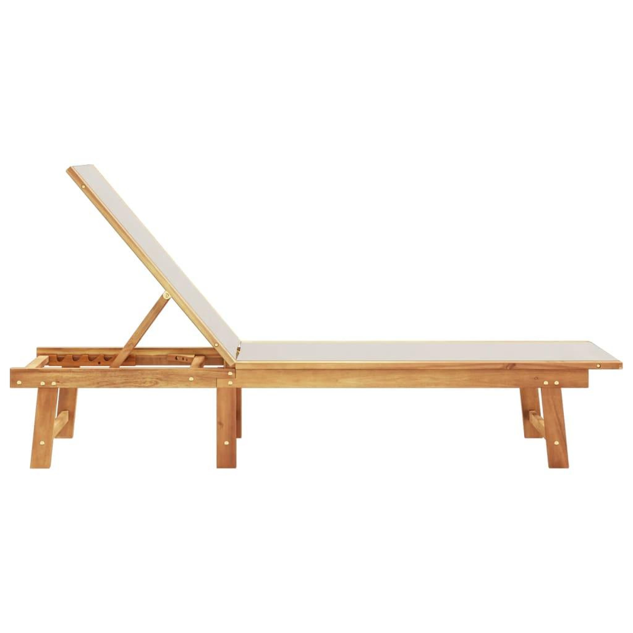 Voir la diapositive 4 : VIDAXL Chaise longue gris bois d'acacia solide et textilene