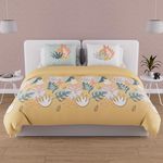 SOLEIL D'OCRE Parure housse de couette en coton 57 fils MATHIS, par Soleil d'ocre. Coloris disponibles : Jaune, Bleu