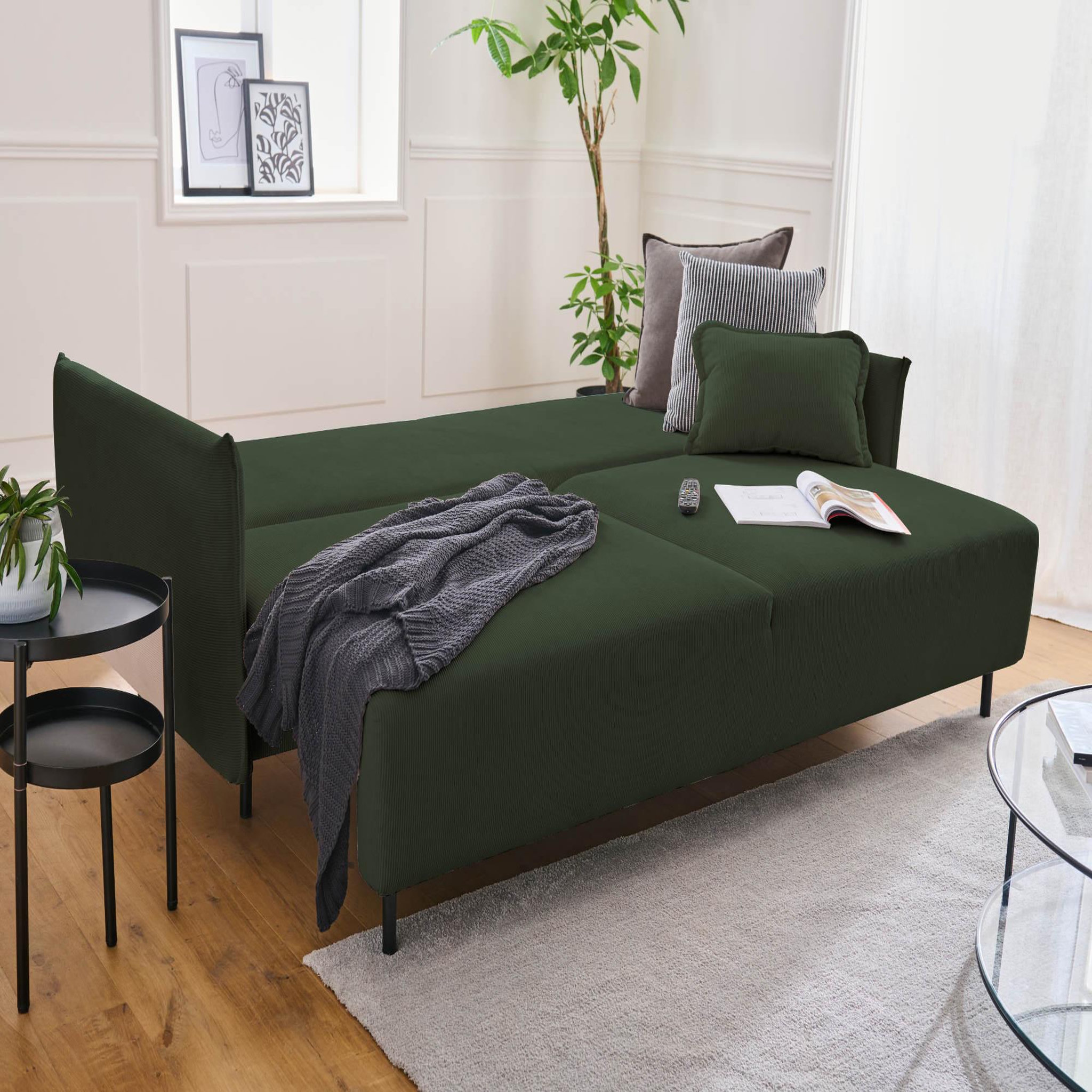 Voir la diapositive 2 : LISA DESIGN Valentina - canapé 3 places convertible - avec coffre - en velours côtelé - style contemporain