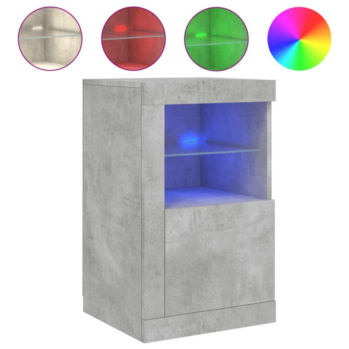 VIDAXL Armoire laterale avec lumieres LED gris beton bois d'ingenierie