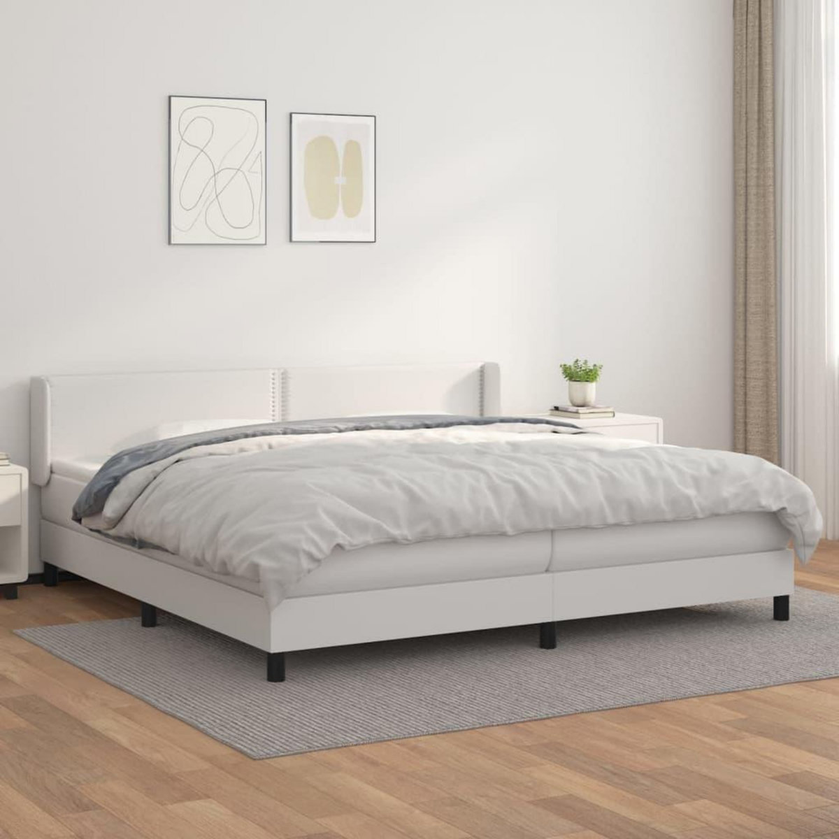 VIDAXL Sommier a lattes de lit avec matelas Blanc 200x200cm Similicuir