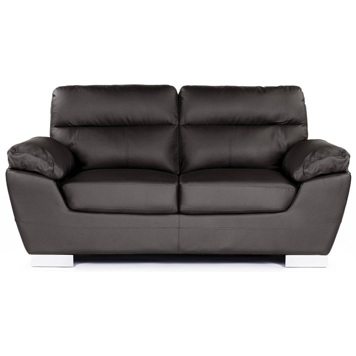 Habitat et Jardin Canapé fixe en cuir reconstitué et PVC  Dallas  - 169 x 88 x 90 cm - 2 places - Chocolat