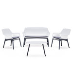 CONCEPT USINE Salon de jardin 4 places blanc avec table basse IZMIR