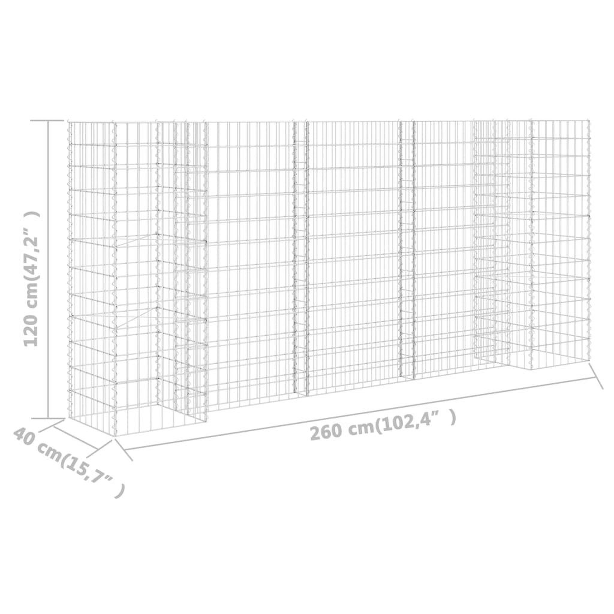 Voir la diapositive 6 : VIDAXL Jardiniere a gabion en H Fil d'acier 260x40x120 cm