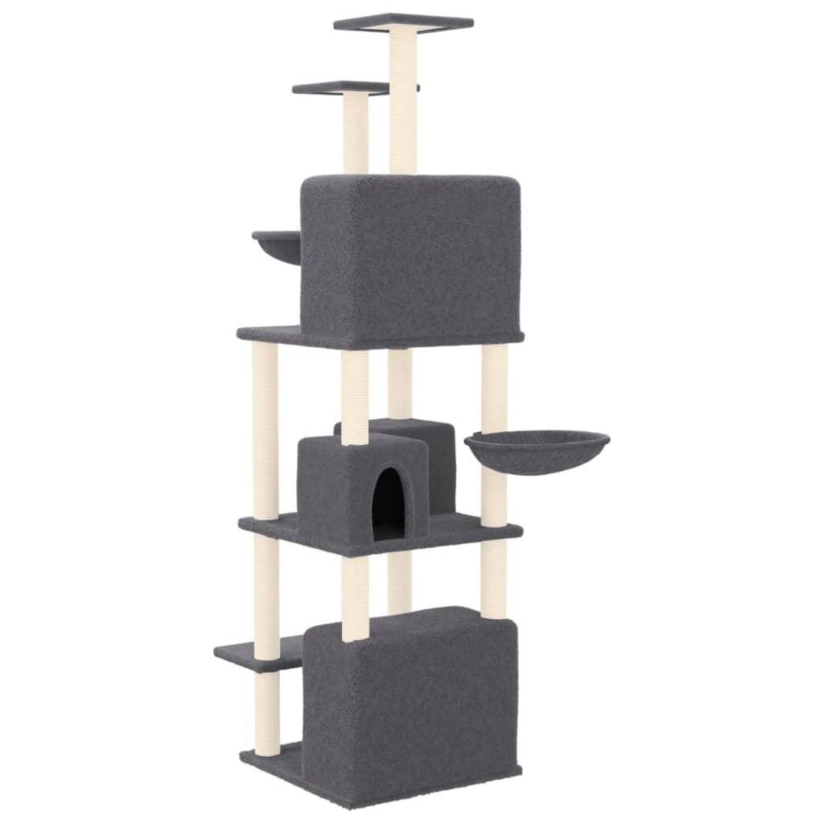 VIDAXL Arbre a chat avec griffoirs en sisal Gris fonce 180 cm