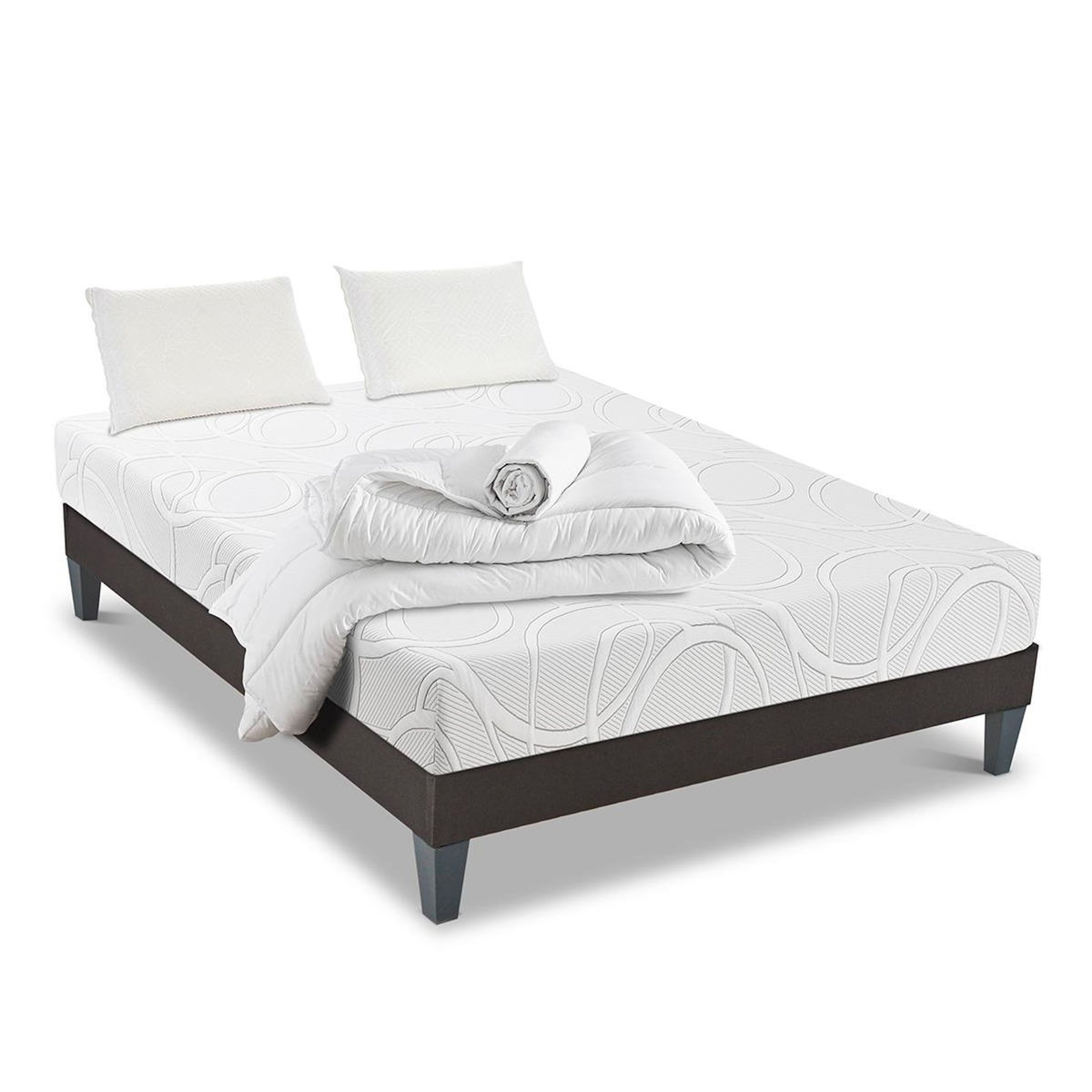OLYMPE LITERIE OLYMPE LITERIE | Pack Prêt à dormir EUPRAXIE | Matelas Mémoire de forme + Sommier + Accessoires