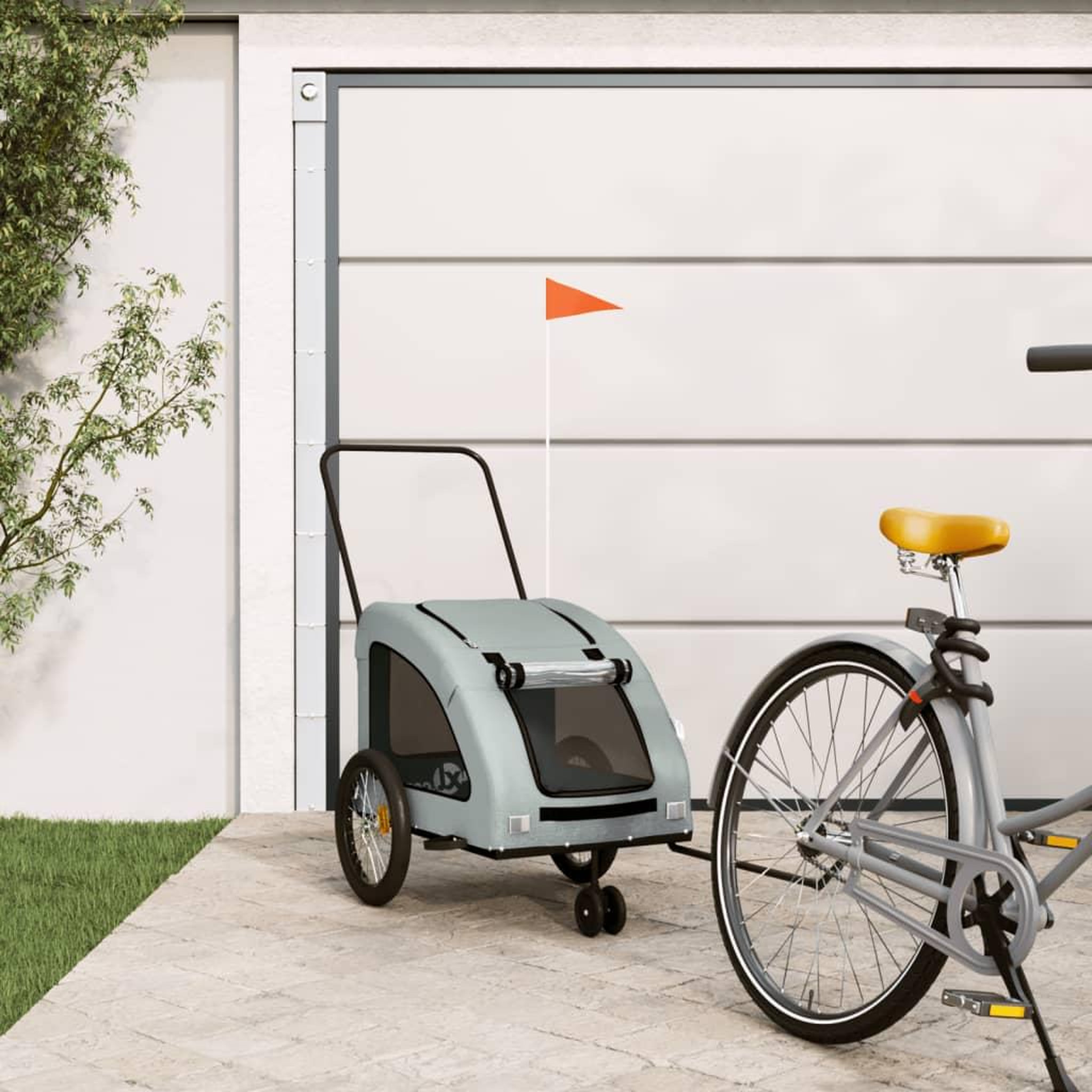 VIDAXL Remorque de velo pour animaux de compagnie gris