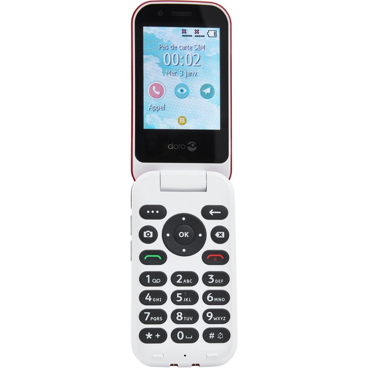 Doro Téléphone portable 7030 Rouge / Blanc pas cher - Auchan.fr