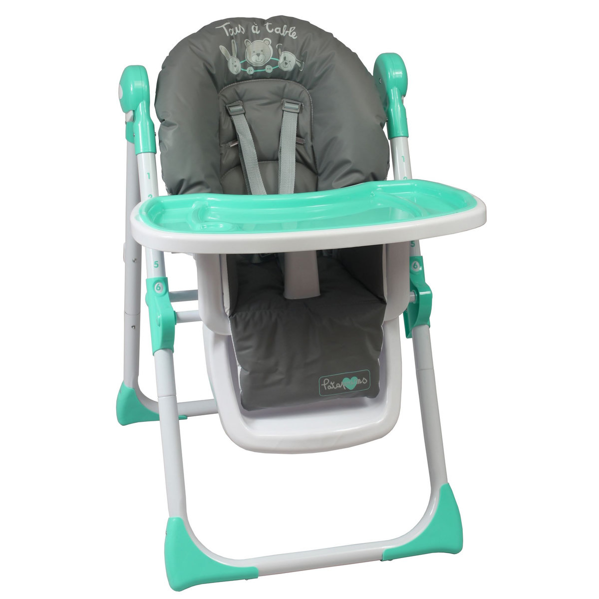 BAMBISOL Chaise haute multipositions gris/anis