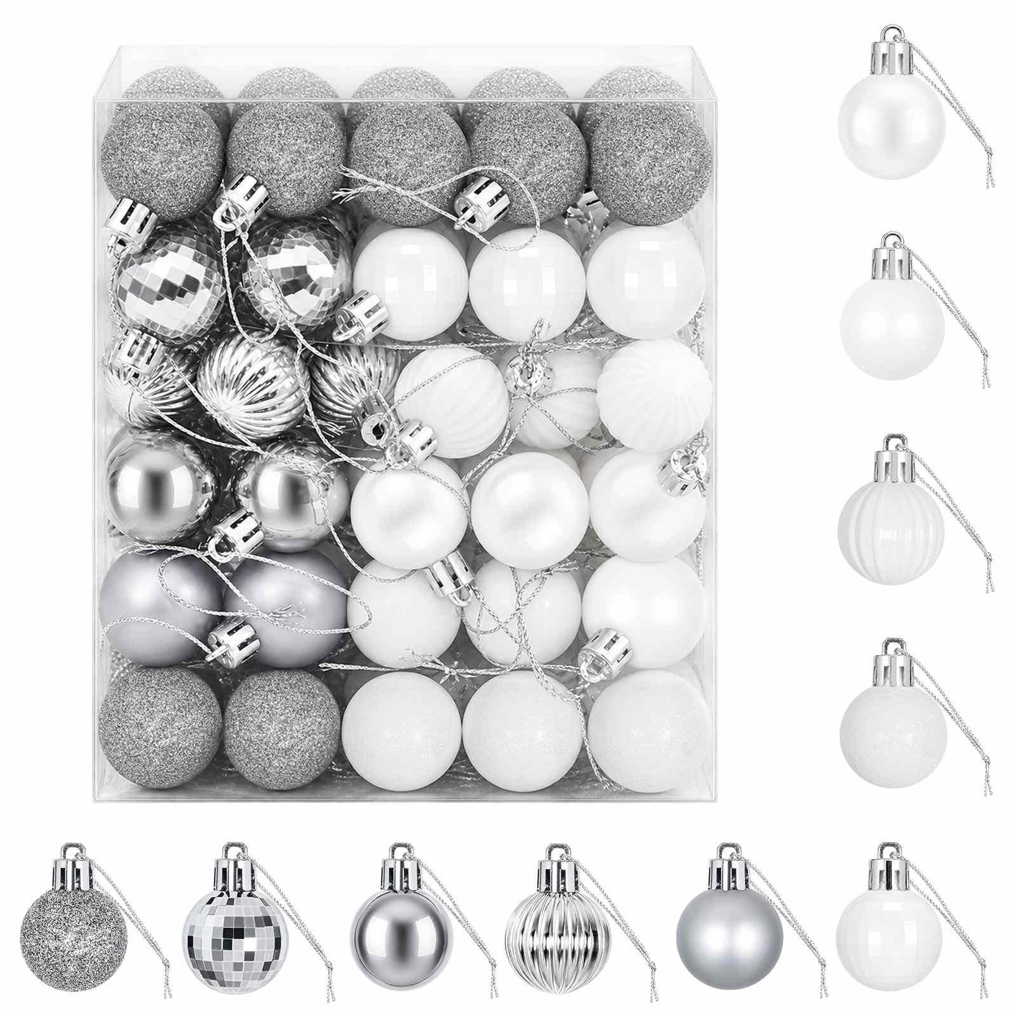 VIDAXL Ensemble de boules de Noël 150 pc Blanc et Gris Diam. 3 cm
