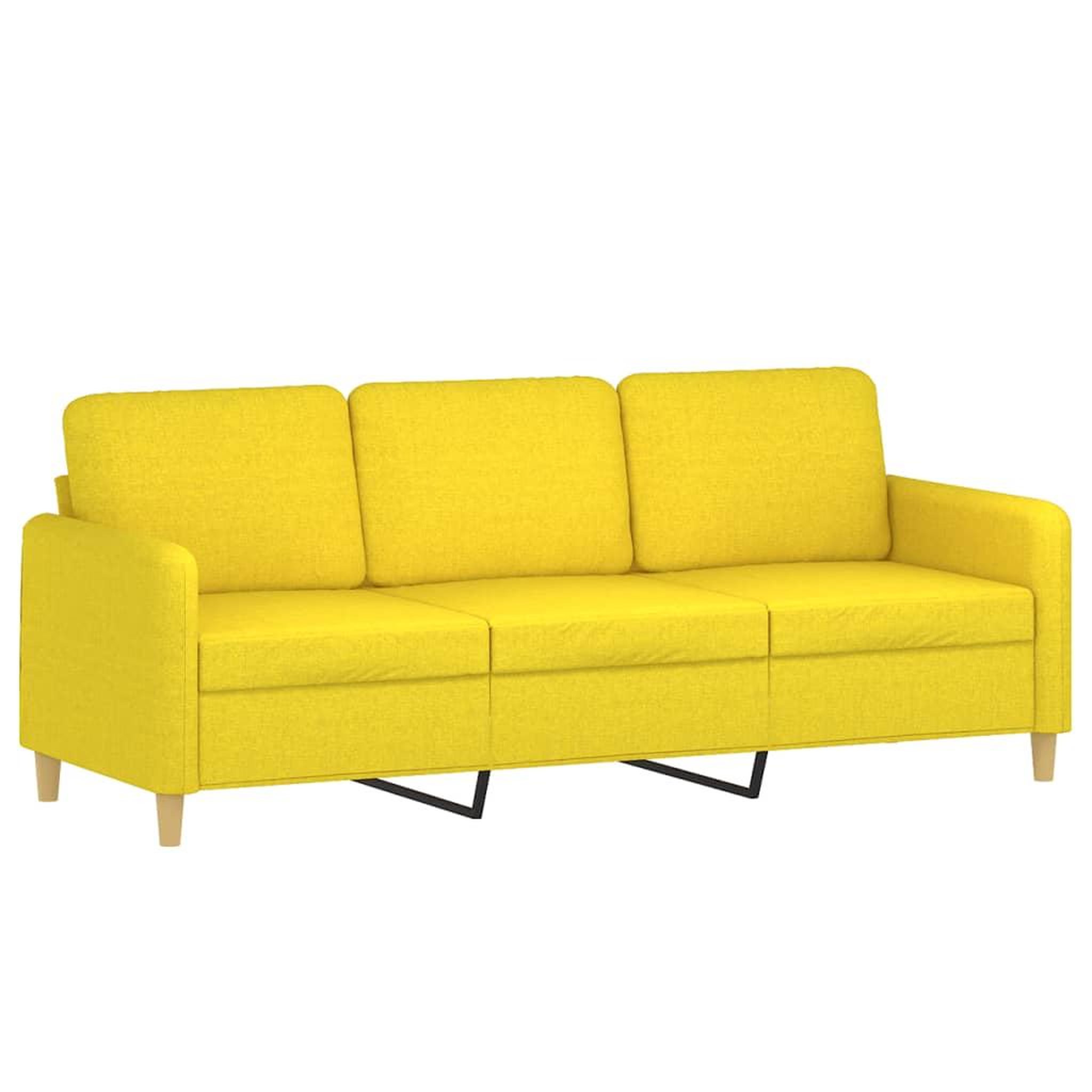 Voir la diapositive 5 : VIDAXL Ensemble de canapes 3 pcs avec coussins Jaune clair Tissu