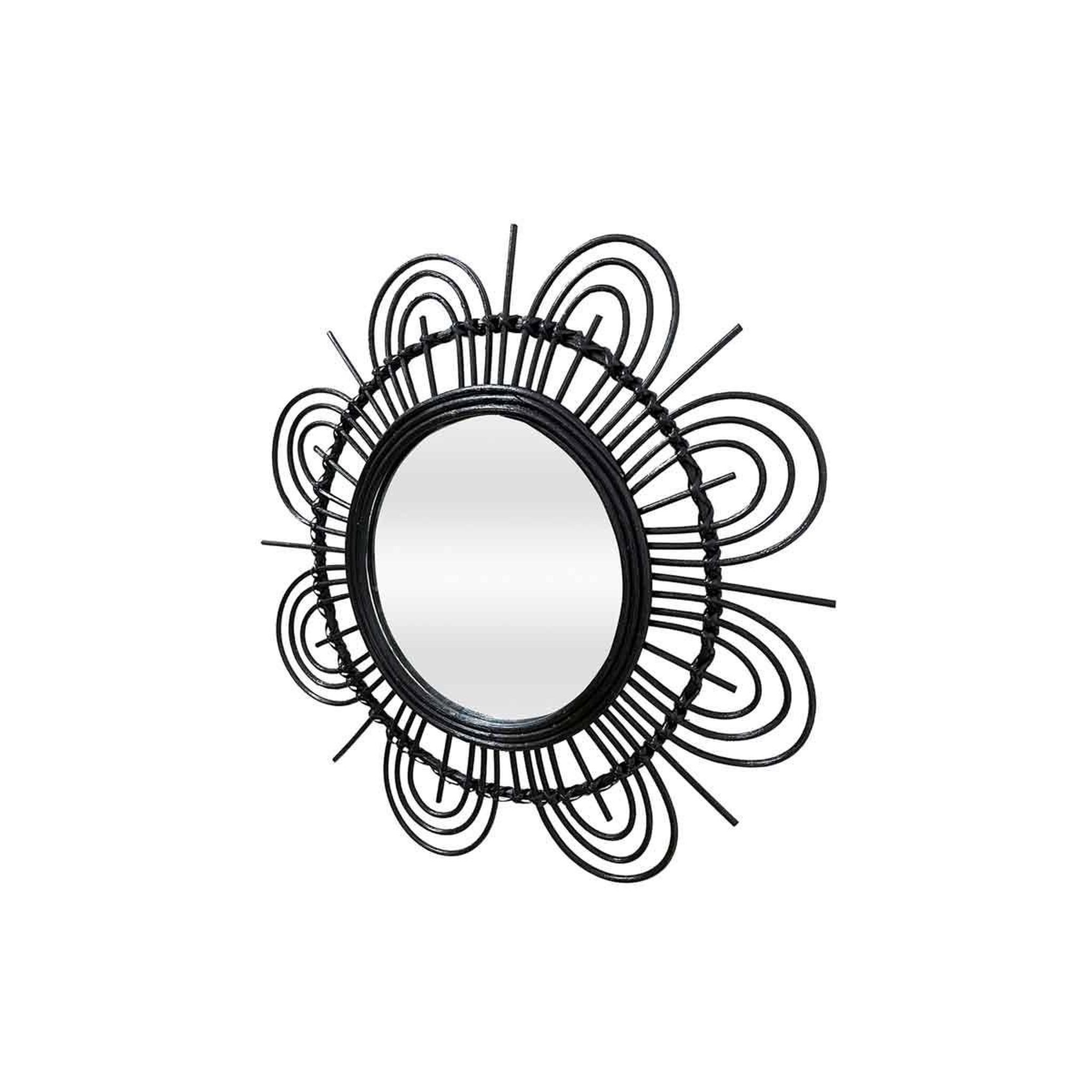 Voir la diapositive 3 : Paris Prix Miroir Mural Design en Rotin  Aina  51cm Noir