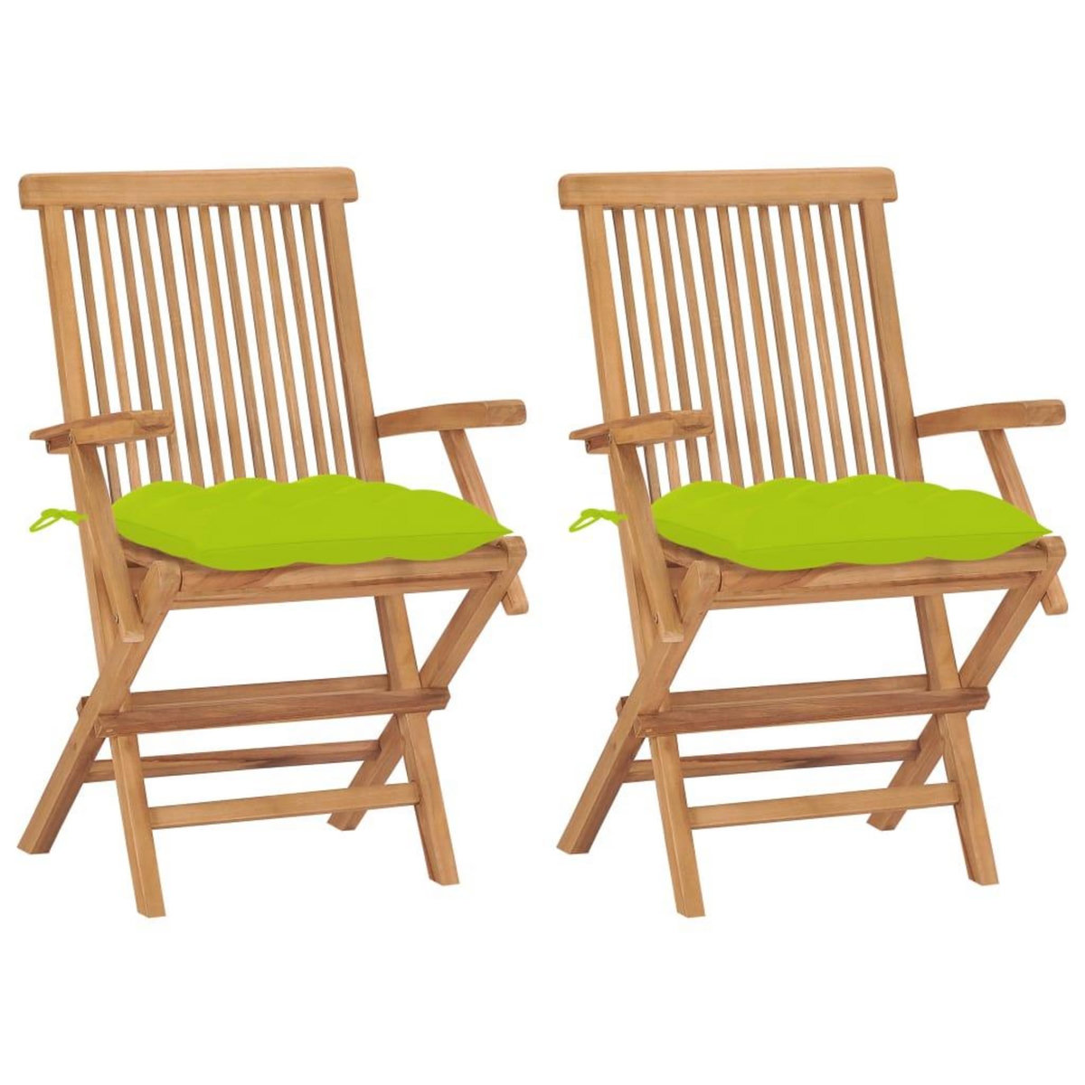 VIDAXL Chaises de jardin avec coussins vert vif lot de 2 Bois de teck