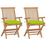 VIDAXL Chaises de jardin avec coussins vert vif lot de 2 Bois de teck