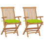 Voir la diapositive 1 : VIDAXL Chaises de jardin avec coussins vert vif lot de 2 Bois de teck