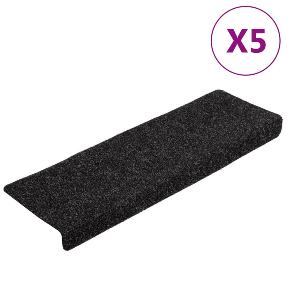 VIDAXL Tapis de marches d'escalier 5 pcs Noir 65x21x4 cm Aiguillete