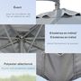 Voir la diapositive 6 : OUTSUNNY Parasol déporté octogonal rabattable dia. 3 m piètement dalles à lester et housse inclus gris