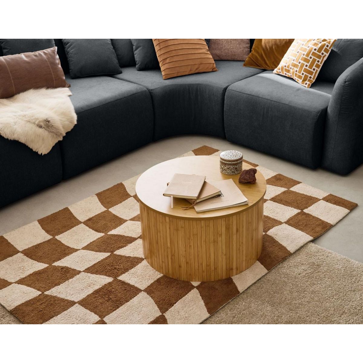 LISA DESIGN Ikare - canapé modulable panoramique - 7 places - en tissu