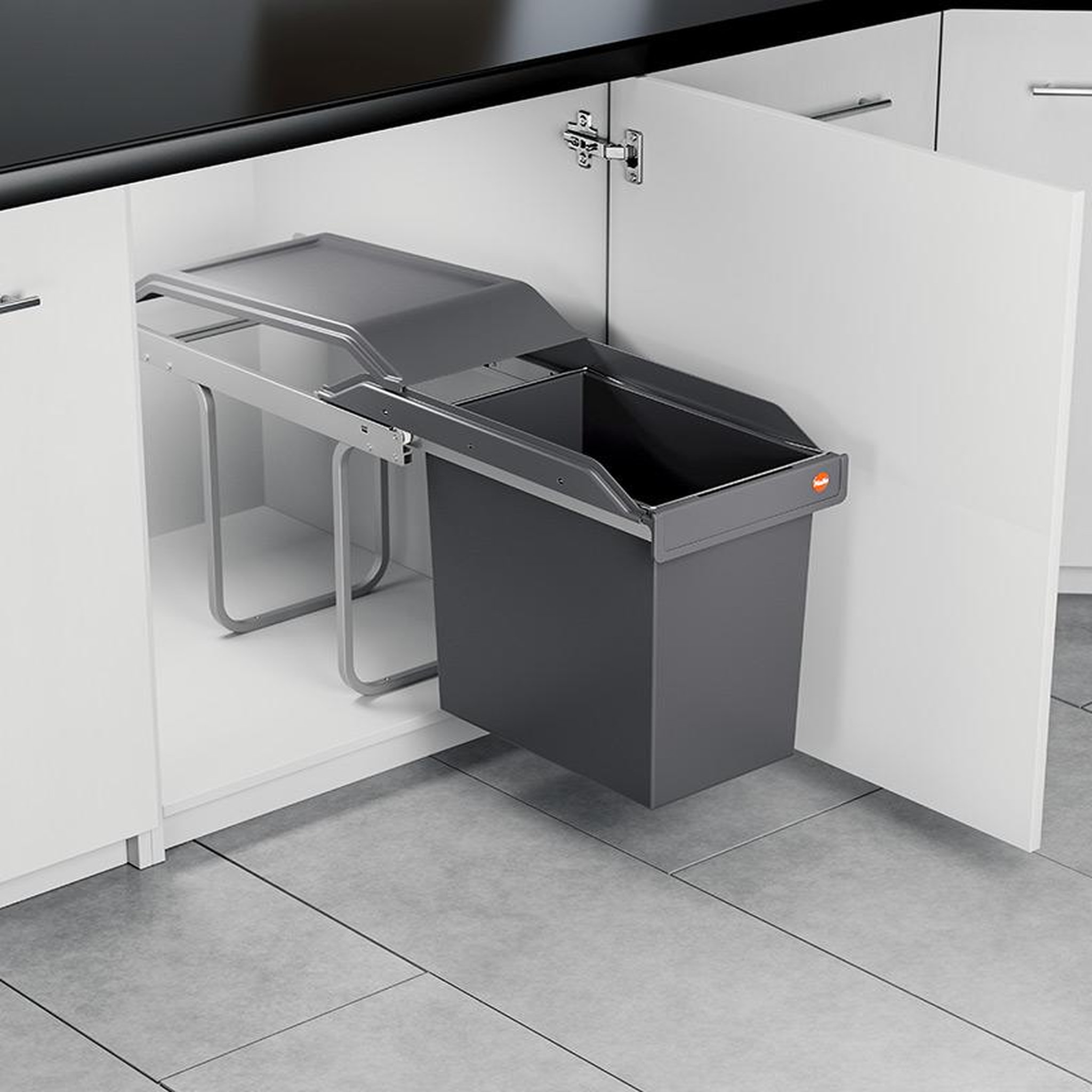 Voir la diapositive 2 : HAILO Poubelle de cuisine encastrable 24l hailo single box