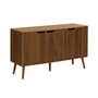 Voir la diapositive 1 : SWEEEK Buffet de rangement effet bois de noyer 3 portes et 3 étagères.  buffet bas. 120cm