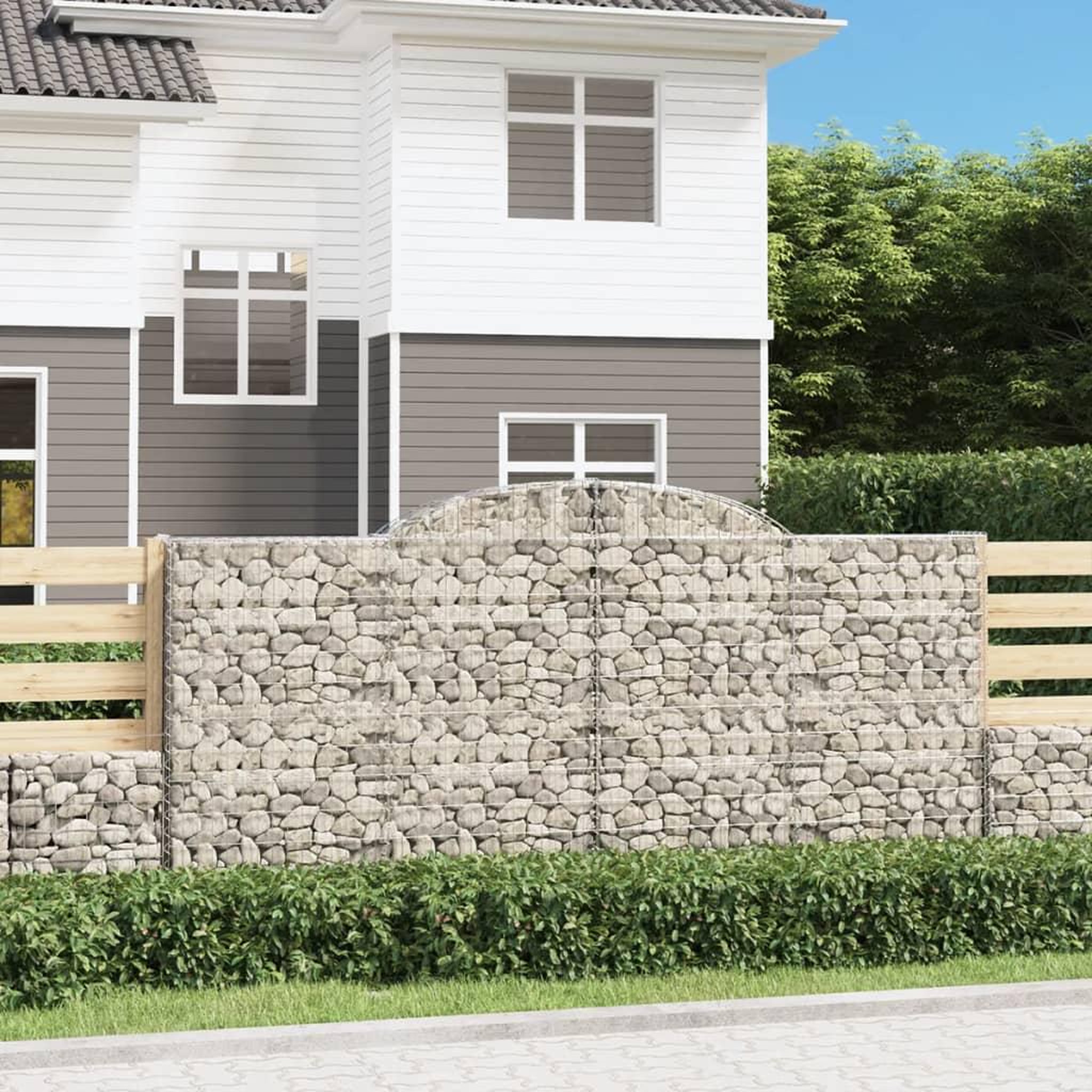 Voir la diapositive 1 : VIDAXL Panier de gabions arque 300x30x140/160 cm Fer galvanise