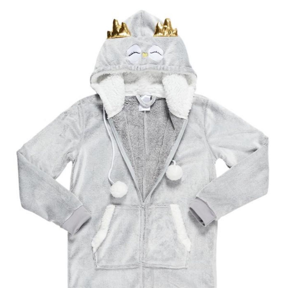 Paris Prix Combinaison Pyjama Adulte  Hibou  Gris