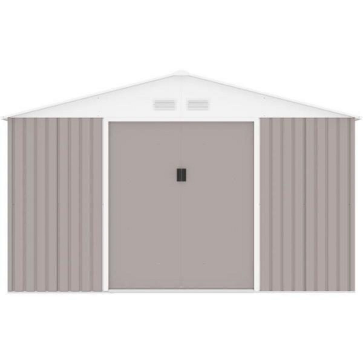 MARKET24 SATURNE Abri de jardin en métal 15,16 m² - 340 x 446 x 210 - Kit d'ancrage inclus, 2 portes coulissantes - Taupe