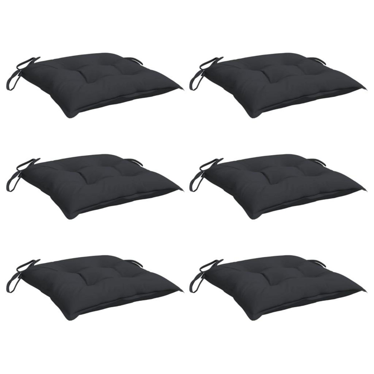 VIDAXL Coussins de chaise lot de 6 noir 40x40x7 cm tissu oxford