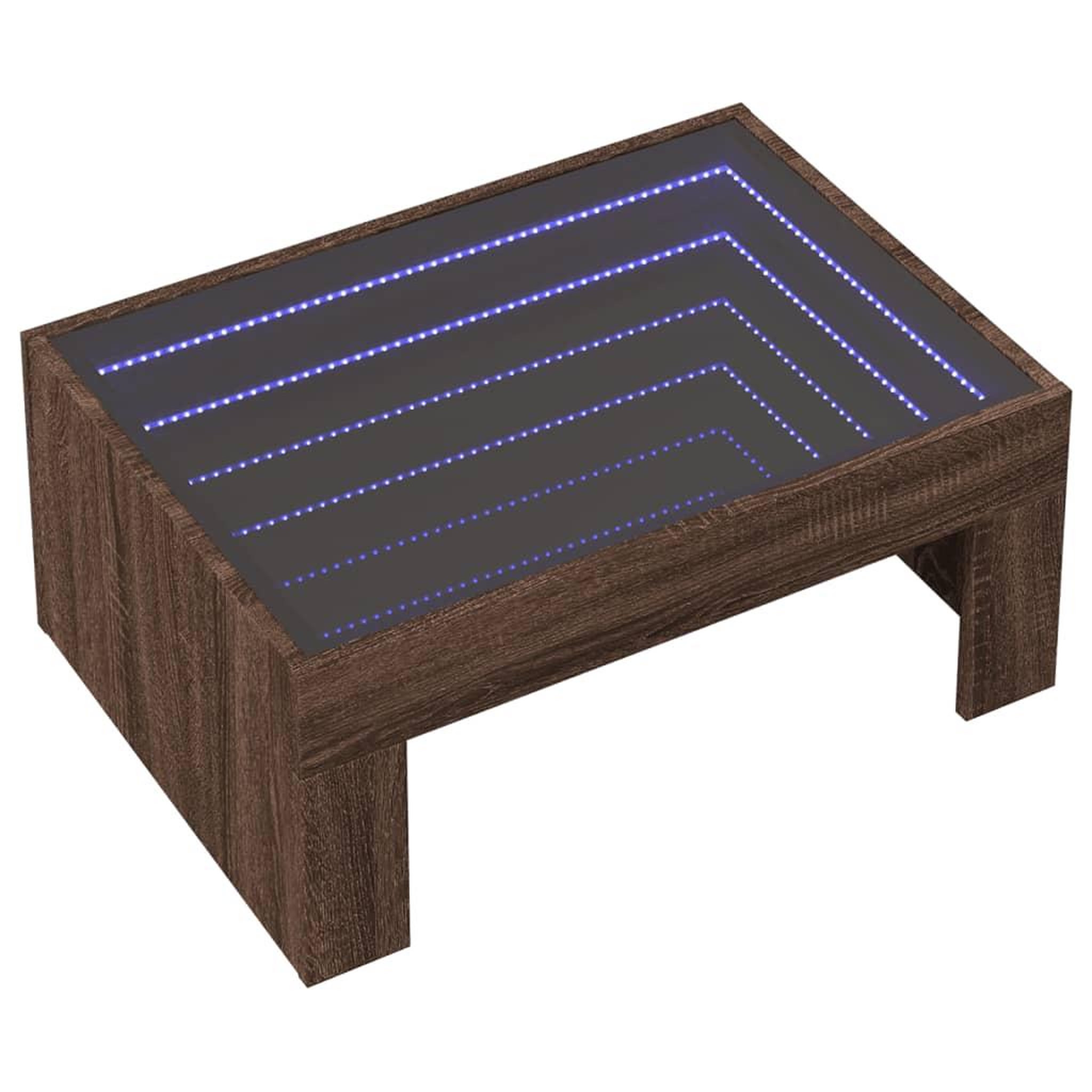 Voir la diapositive 3 : VIDAXL Table basse avec LED infini chene marron 70x50x30 cm