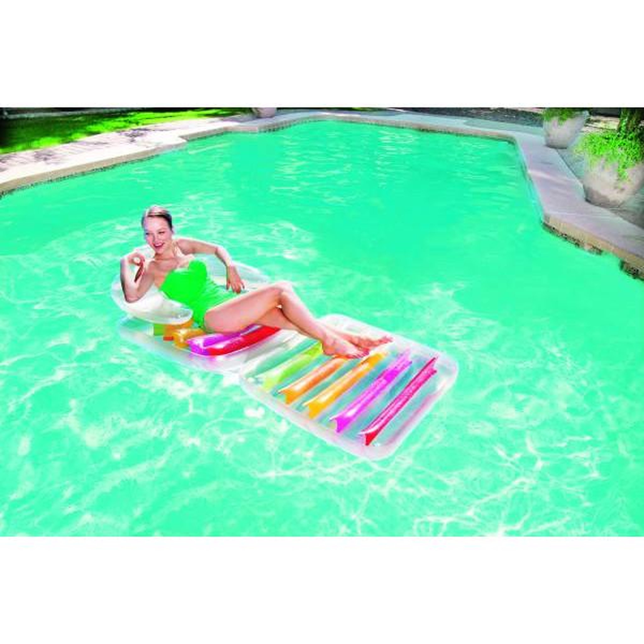 Voir la diapositive 4 : BESTWAY Matelas gonflable de piscine - bestway - chaise longue pliante