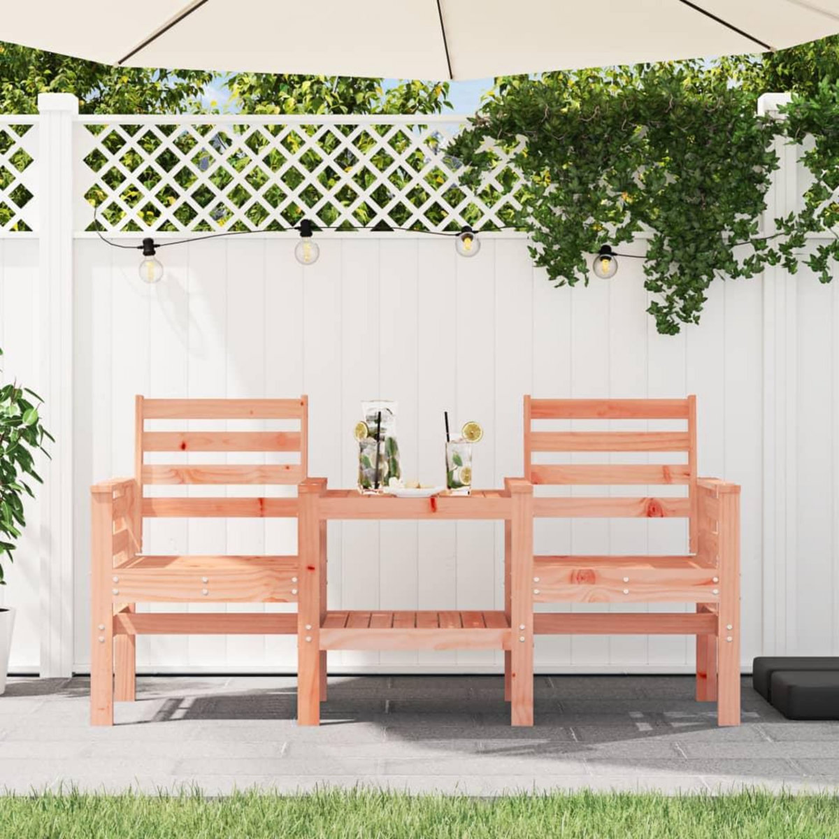 VIDAXL Banc de jardin avec table 2 places bois massif de douglas