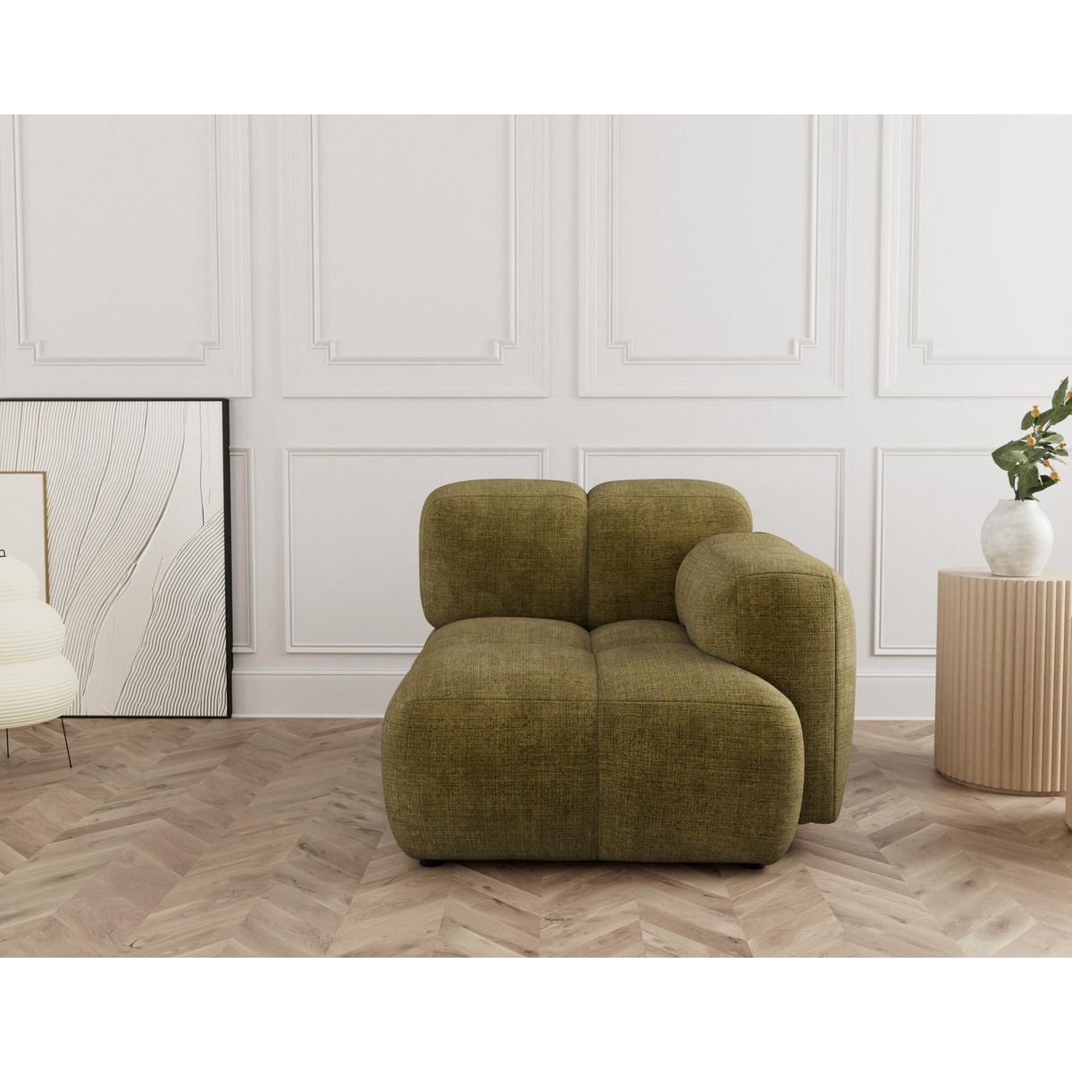 LISA DESIGN Grace - module d'assise droit en velours texturé