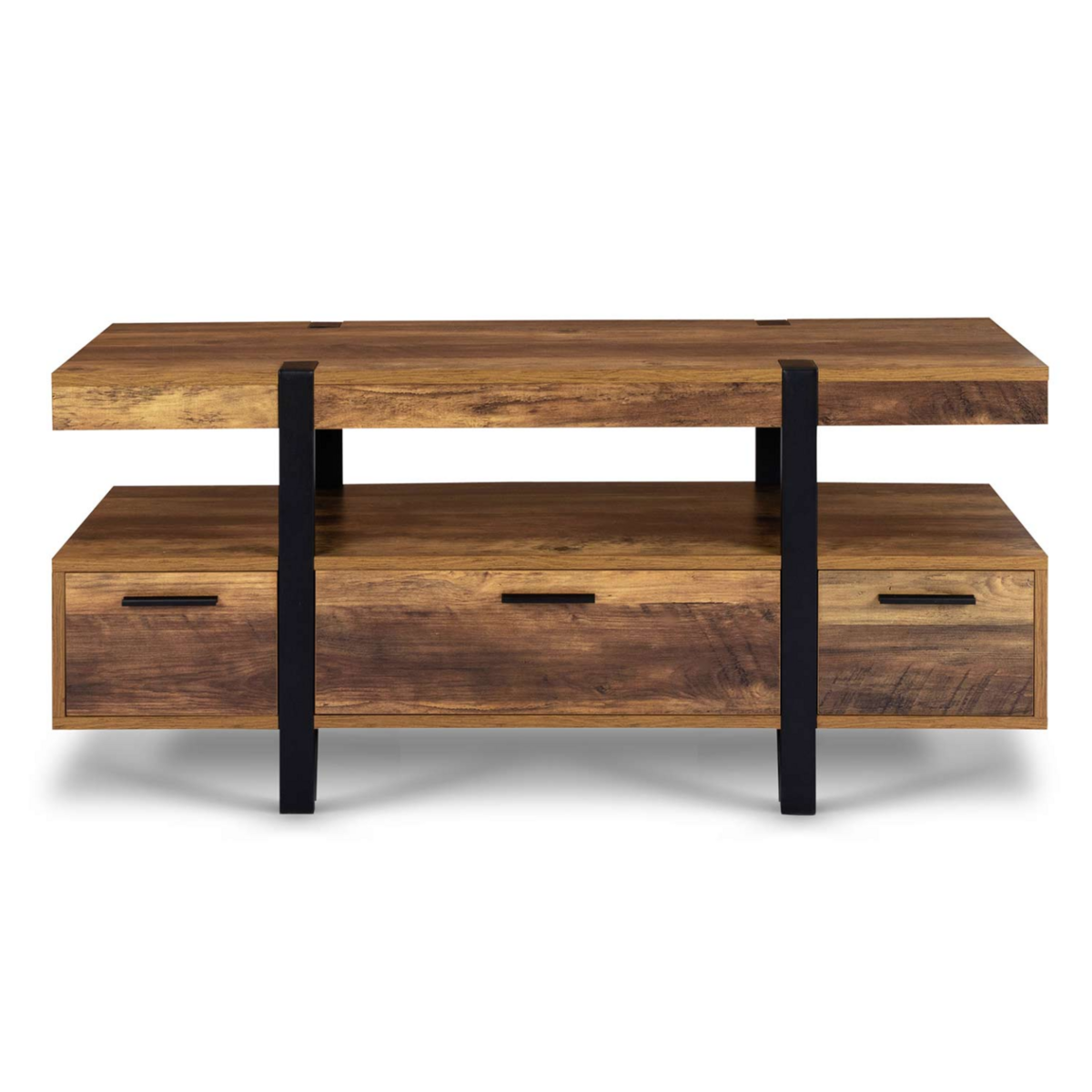 ID MARKET Meuble TV 113 cm AUSTRIA avec tiroirs bois pieds épingle