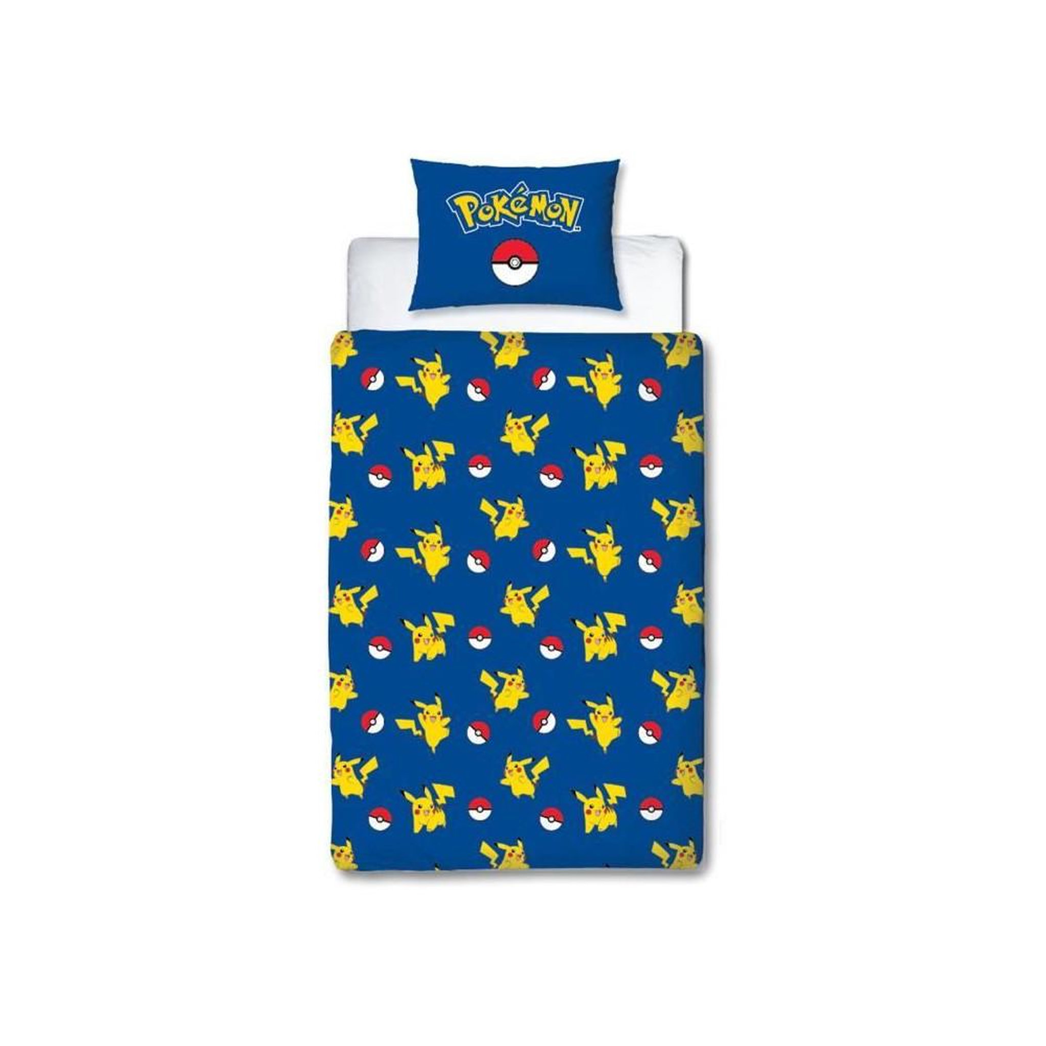 Voir la diapositive 2 : Pokemon Parure de lit - POKEMON - Pikachu et Poké-ball - Microfibre - 1 housse de couette 140 x 200 cm + 1 taie 63 x 63 cm