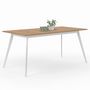Voir la diapositive 5 : ID MARKET Table scandinave extensible rectangle INGA 6-10 personnes plateau bois pieds blancs 160-200 cm