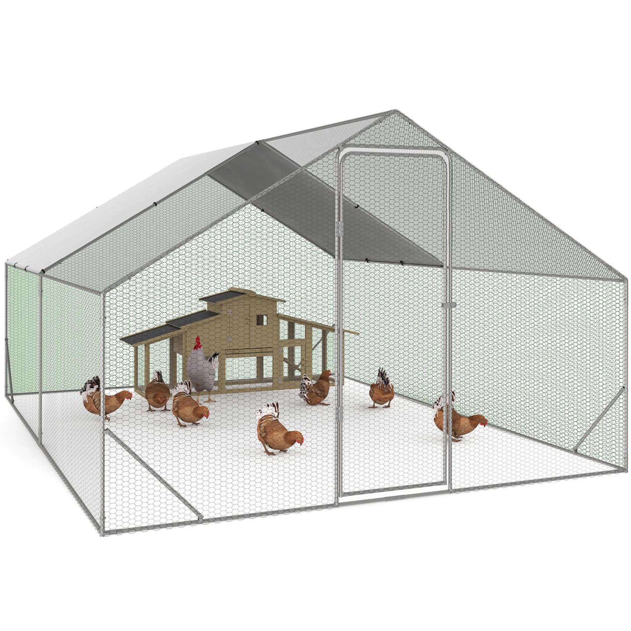 ID MARKET Enclos poulailler 12 m² parc grillagé 4x3 M acier galvanisé