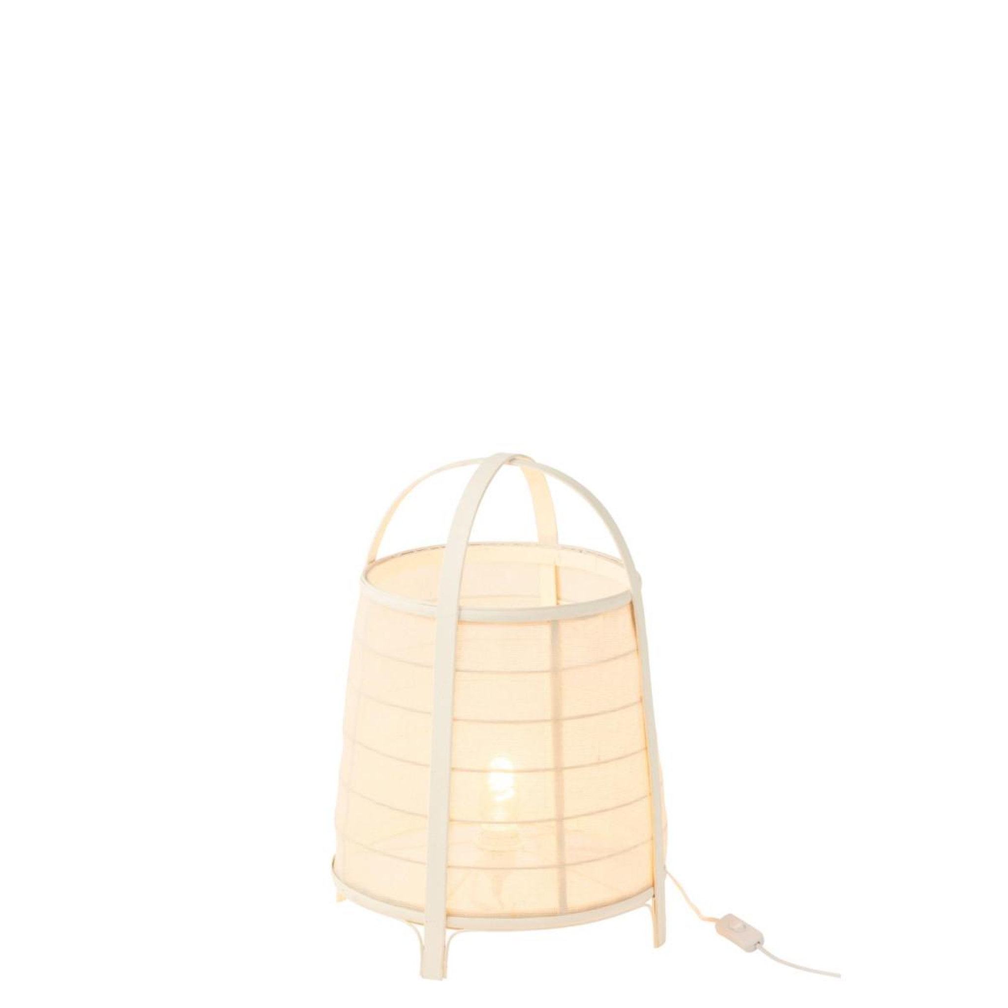 Voir la diapositive 2 : J-LINE Lampe à poser en bambou  rya  52cm blanc
