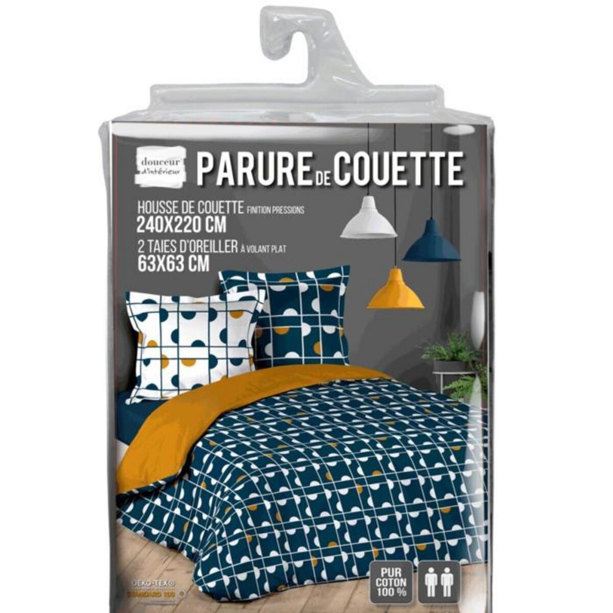 Paris Prix Parure de Lit 3 Pièces  Gabi  240x220cm Bleu